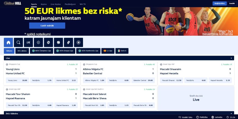 William Hill sporta totalizator un likmes